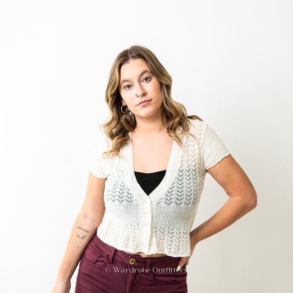 Vintage 90s Lace Crochet Cardigan - Picture 8 of 10